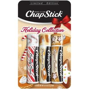 ChapStick Holiday Collection Lip Balm 3 Pack Candy Cane Sugar Cookie Pumpkin Pie
